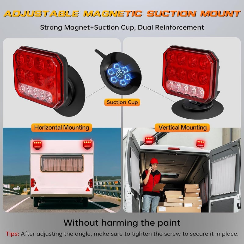 ZUNAICE Wireless Trailer Lights, Rechargeable Magnetic LED Trailer Light with Adjustable Bracket, Portable Tow Lights Kit for Trucks, Boats, RVs, Campers, IP67 Waterproof - Image 4
